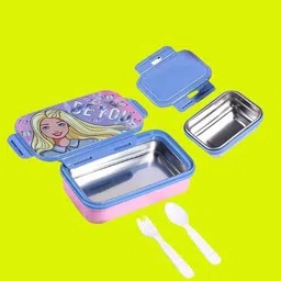 striders Barbie Lunch Box for Kids Insulated, Compact & Includes Spoons 1 Containers Lunch Box image 4