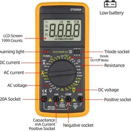 gilhot DT-9205A Digital Multimeter | AC/DC Voltage, Current, Resistance, Diode Tester Digital Multimeter image 3