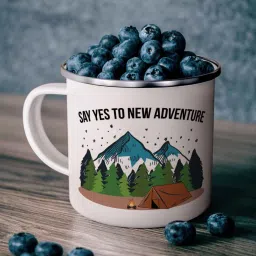 gathari Wanderlust Enamel Printed White 350ml Stainless Steel Coffee Mug image 1