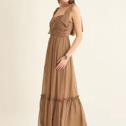 aayu Women Layered Brown Maxi/Full Length Dress image 3