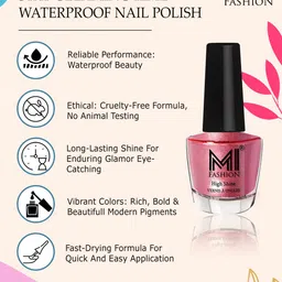 MI FASHION Set Of 3 High-Shine Long-Lasting Shimmer Nail Paint - 12ml Each image 2