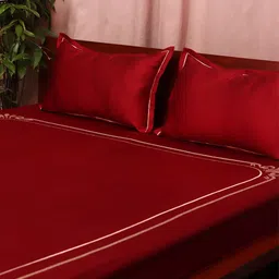 Maroon Traditional 1000 TC Cotton King Sized Bed Sheets with 2 Pillow Covers by Zeba image 2