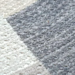 BELLA TRUE Grey & White Geometric Printed Round Water Resistant Cotton Dhurrie image 2