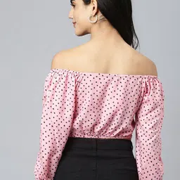 FLAMBOYANT Pink Floral Print Off-Shoulder Bardot Crop Top image 4