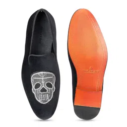 SHUTIQ Men SUGAR SKULL Embroidered Velvet Mojaris image 5