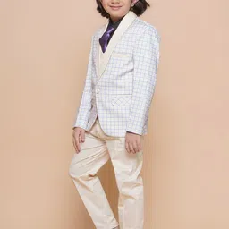 Aj DEZInES Boys Checked Single-Breasted 3-Piece Formal Suit image 4