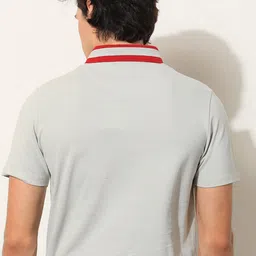 RARE RABBIT Men Divide Polo Collar Slim Fit Cotton T-Shirt image 5