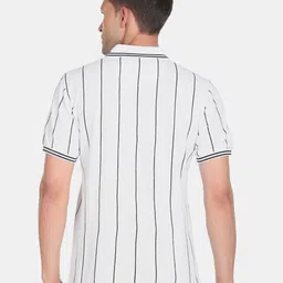 U.S. Polo Assn. Men Striped Polo Collar Slim Fit Pure Cotton T-shirt image 4