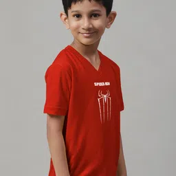 Friskers Boys Typography Printed Pure Cotton V-Neck Slim Fit T-shirt image 2