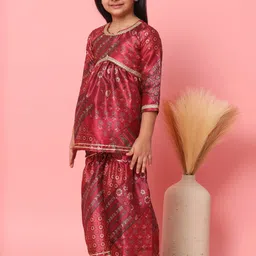 Readiprint Fashions Girls Floral Printed Pleated Gotta Patti A-line Kurta with Sharara image 2