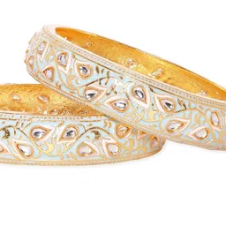 Rubans Set Of 2 22K Gold-Plated Kundan-Studded Bangles image 2