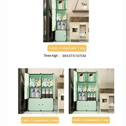 evrum 6-Door 8-Shelf Plastic almirah for kids, almirah of clothes ,cupboard PC Collapsible Wardrobe image 3
