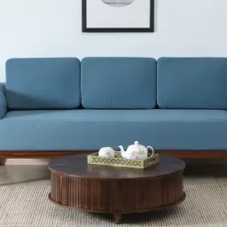 amberville from pepperfry Troms Sheesham Wood Round Coffe Table In Scratch Resistant Provincial Teak Finish image 1