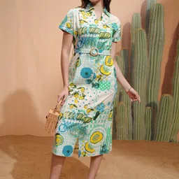 Women Shirt Multicolor Midi/Calf Length Dress-image-11