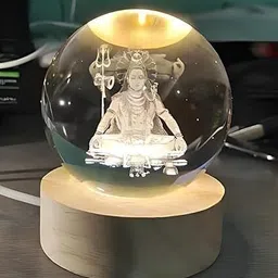 royal enterprise 3d Crystal Ball Lamp Shiva with Wooden Led Base Perfect for Your Home Night Lamp Night Lamp-picture-39