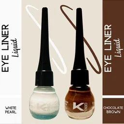 KINDED Set of 2 Smudge Proof Liquid Eye Liner 5ml Each-Chocolate Brown 03 & White Pearl 06 image 2