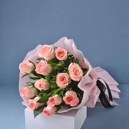 Floweraura Pink 11 Pieces Pink Fresh Live Roses With Teddy image 2