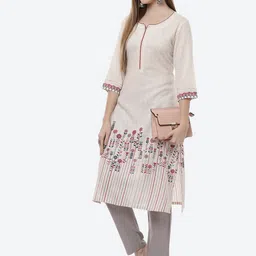 Rangriti Women Off White Printed Kurta image 4