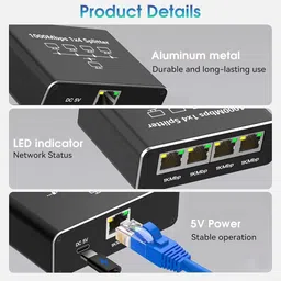 Verilux USB C Ethernet Splitter 4 Port High Speed LAN Adapter Wired Ethernet Lan Adapter compatible with Mac, Ubuntu, Windows image 5
