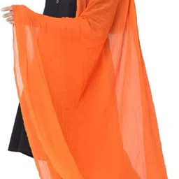 velora Pure Cotton Solid Orange, White Women Dupatta image 4