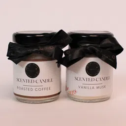wrapped up love Mini soy wax Scented candle gift set - Roasted Coffee and Vanilla Musk Candle image 3