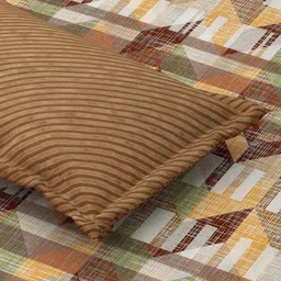 Salona Bichona Brown & White Striped Pure Cotton 120 TC King Bedsheet with 2 Pillow Covers image 4