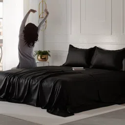 Stoa Paris Date Night Collection Black 300TC King Bedsheet with 2 Pillow Covers image 4
