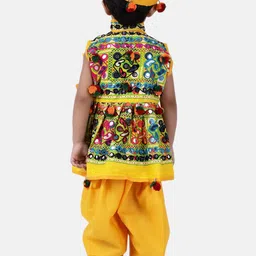 BownBee Boys Ethnic Motifs Embroidered Mirror Work Kurta with Dhoti Pants & Cap image 2