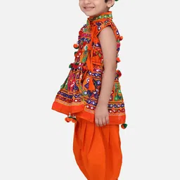 BownBee Boys Embroidered Mirror Work Kurta with Dhoti Pants image 3