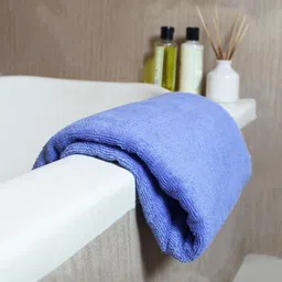 Heelium Unisex Set Of 2 Blue Solid 400 GSM Quick Dry Bath Towels image 4