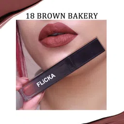 FLiCKA Set & Attack Transfer Proof Non Sticky Liquid Matte Lipstick 7 ml - Brown Bakery 18 image 4