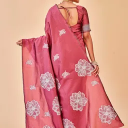 anouk rustic Anouk Purple & Gold-Toned Floral Embroidered Saree image 5