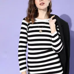 sassafras Women Bodycon Black, White Below Knee Dress image 2