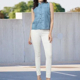 houseofcommon Women Regular Fit Self Design Button Down Collar Casual Shirt image 5