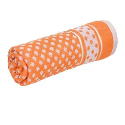Kuber Industries Set of 2 Orange & White Printed 400 GSM Pure Cotton Bath Towels image 3