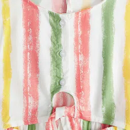 Pantaloons Junior Round Neck Extended Sleeve Striped Cotton Dress image 4