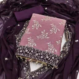 tryston Unstitched Georgette Salwar Suit Material Embroidered image 1