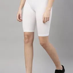 Kryptic Women Beige & White Set Of 2 Solid Shorts image 5