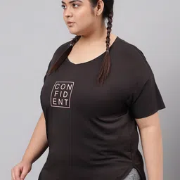 MKH Plus Size Typography Printed Relaxed Fit Dri-FIT Sports T-shirt image 3