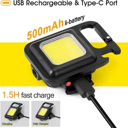 Hiwaga Mini COB Flashlight,Multi-function USB Rechargeable Key Chain Portable Pocket Multifunction COB Rechargeable Keychain LED Light Led Light image 2