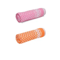 Kuber Industries Unisex Set Of 2 Orange & Pink Printed 400 GSM Cotton Bath Towels image 4