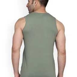 SLOWLORIS Pack Of 2 Rich Sleeveless Gym Innerwear Vests SL26 (LGTGREEN KEEP) (PEACOCK ADV image 2