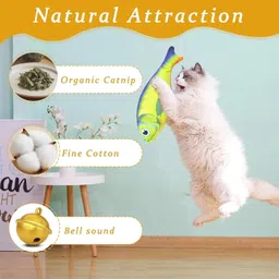 pet needs Catnip Fish Toys for Cats-Interactive Plush for Kitten Toy-Pack of 1 Nylon Plush Toy, Squeaky Toy, Fetch Toy For Cat image 3