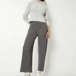 max Women Regular Fit Grey Cotton Blend Trousers image 4