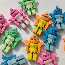 triple paper Robot Erasers – Bright and Playful Mecha-Themed Eraser Set for Kids Non-Toxic Eraser image 4