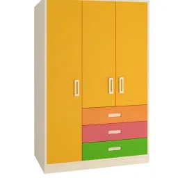 adona Fiona Kids 3 Door Wardrobe in Mango Yellow Finish image 2