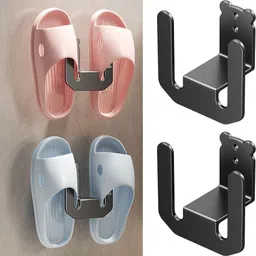 hasthip 2Pcs Slippers Holder Drain Racks Adhesive Carbon Steel Bathroom Organizer Steel Wall Shelf-picture-33