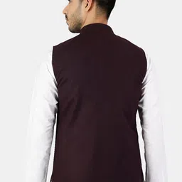 Wintage Men Purple Solid Wool Tweed Nehru Jackets image 5