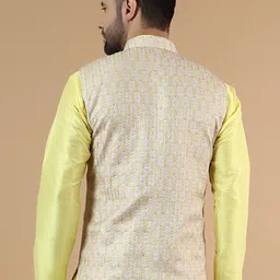 Wintage Floral Printed Cotton Silk Nehru Jacket image 2