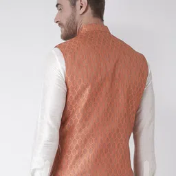 DEYANN Woven Design Mandarin Collar Nehru Jacket image 2